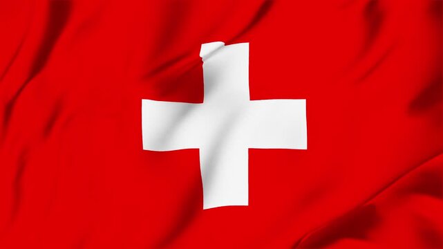 Switzerland waving fabric flag animation seamless looping for sport politics business background