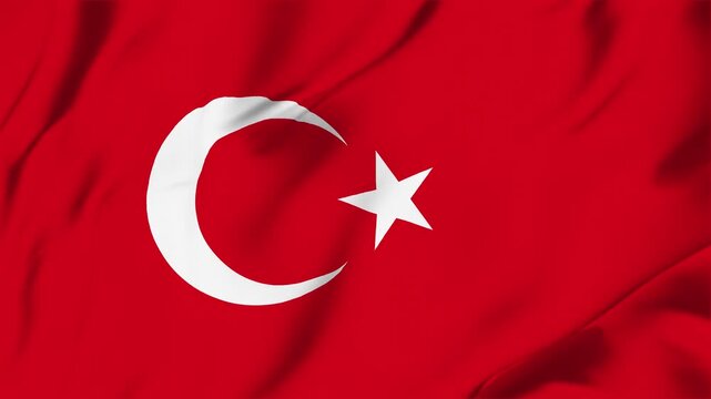 T&uuml;rkiye waving fabric flag animation seamless looping for sport politics business background