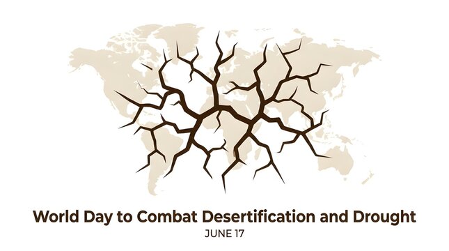 World Day to Combat Desertification and Drought banner with cracked map