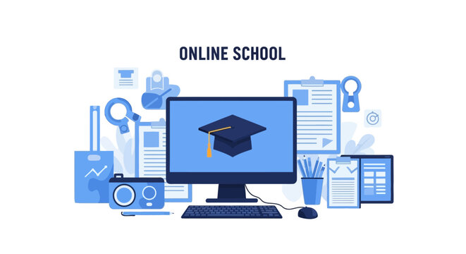 Online School Computer Screen.