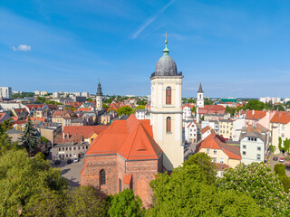 Obraz premium Aerial view of Co-cathedral of St. Hedwig of Silesia in Zielona Gora. Lubusz Voivodeship, Poland