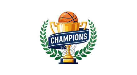 Basketball Champions Trophy with Laurel Wreath and Banner © mumun