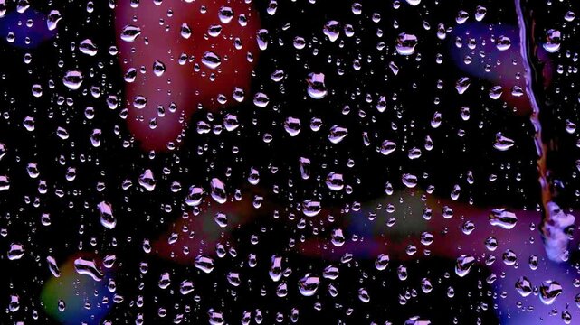 4K Heavy Rain Drops on Window Glass Pane: Cozy Stormy Weather Texture Backdrop