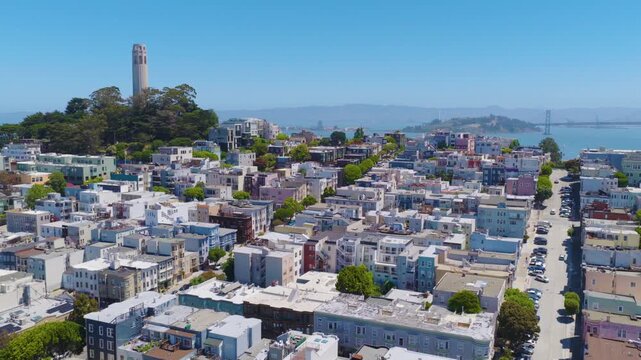 San Francisco Telegraph Hill Aerial With Coit Tower and Bay 02