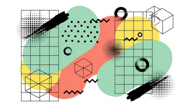 Abstract Geometric Shapes and Patterns with Vibrant Colors and Modern Design.