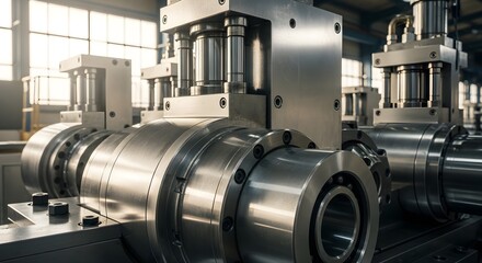 Obraz premium Heavy duty industrial machinery with polished metal components