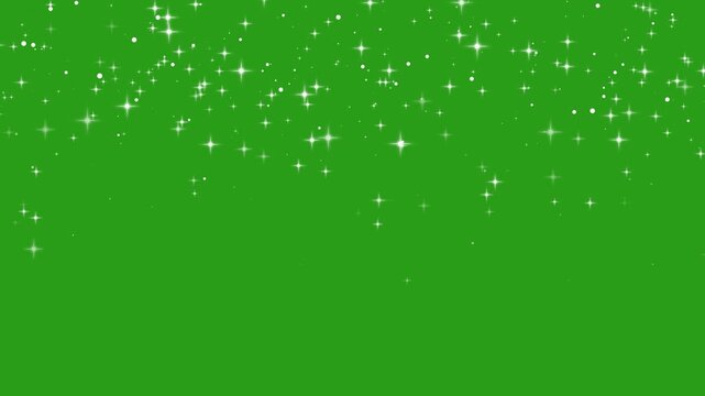 falling down sparkling stars with dust overlay background loop. Looping video white star glow particles background. White glowing twinkle star animation green screen 4k vidoes