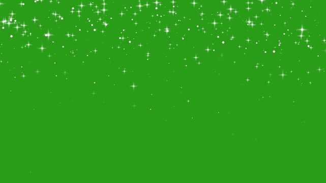 falling down sparkling stars with dust overlay background loop. Looping video white star glow particles background. White glowing twinkle star animation green screen 4k vidoes