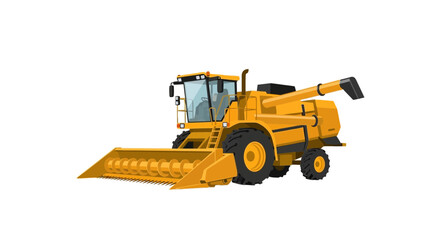 Obraz premium Yellow combine harvester agricultural machinery illustration on white background