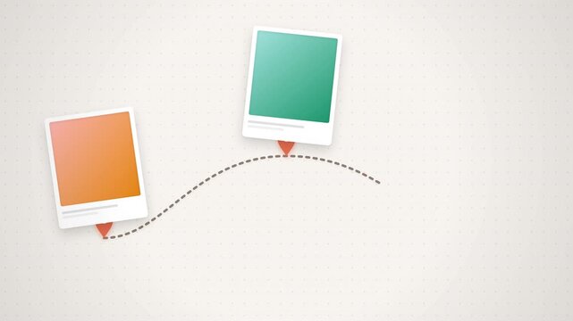 Polaroid photos on a string path animation