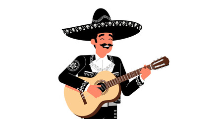 Obraz premium Man playing acoustic guitar wearing sombrero.