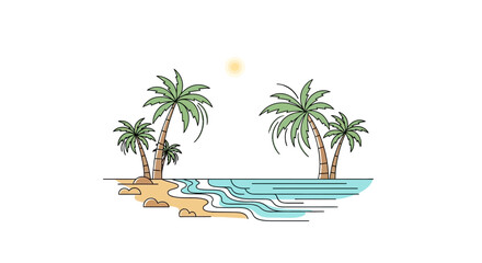 Obraz premium Palm trees on sandy beach shore.