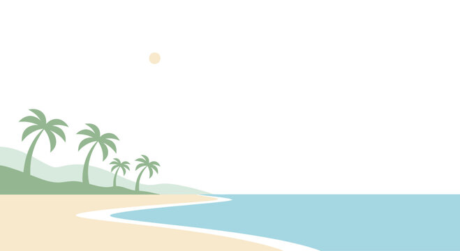 Palm trees on a sandy beach.