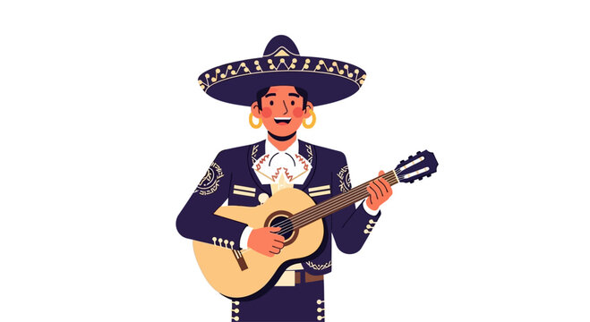 Man in Sombrero Playing Guitar.