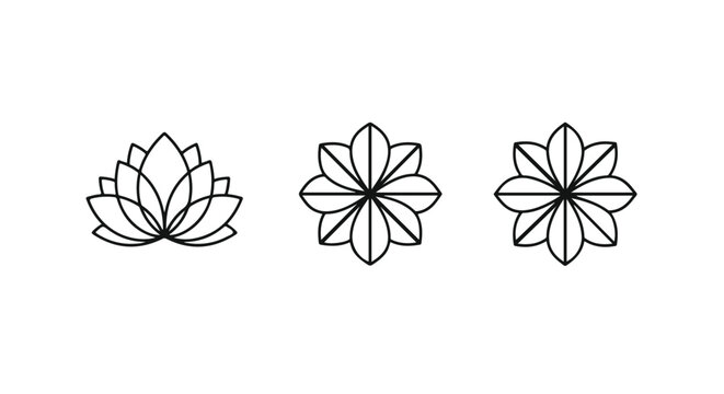 Minimalist dotted lotus flower mandala border