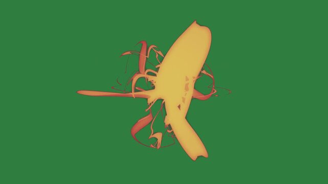 Yellow butterfly on red line it an orange fire bird flying through the air ant elements depth expression style