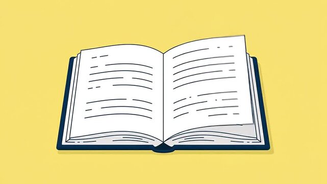 Minimalist illustration of a blue book on yellow background