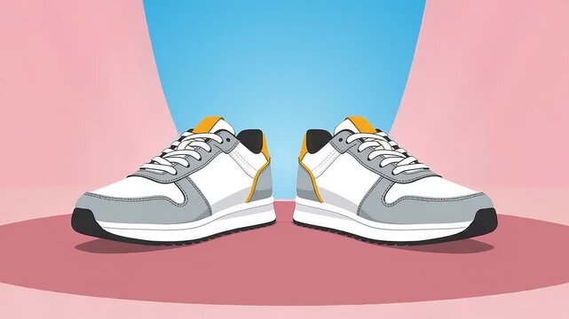 Pair of modern sneakers on a blue background