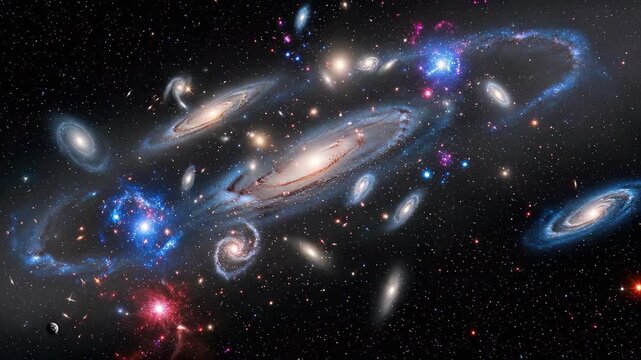 Galaxy, vast cosmic expanse revealing numerous celestial body, immense universal dimension, boundless deep space, majestic stellar system, grand astronomical scale, expansive galactic formation.
