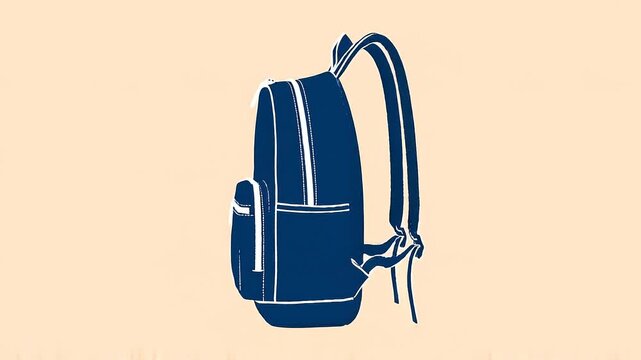 Dark Blue Minimalist School Backpack Illustration