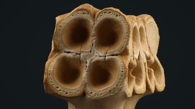 Detailed Cross-Sectional View of a Mammalian Molar Tooth Structure.
