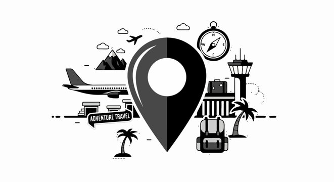 Travel Map Pin Icon Airport.