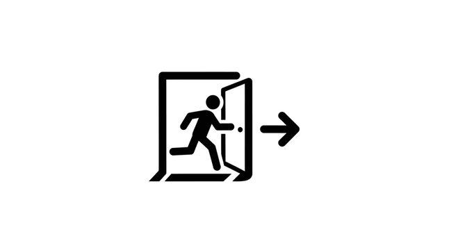 Person Running Out Exit Doorway.