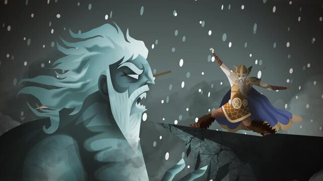 odin throwing his spear at ymir in norse mythology