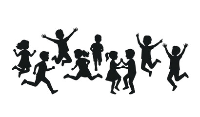 Obraz premium High energy active kids silhouette vector illustration isolated on white background