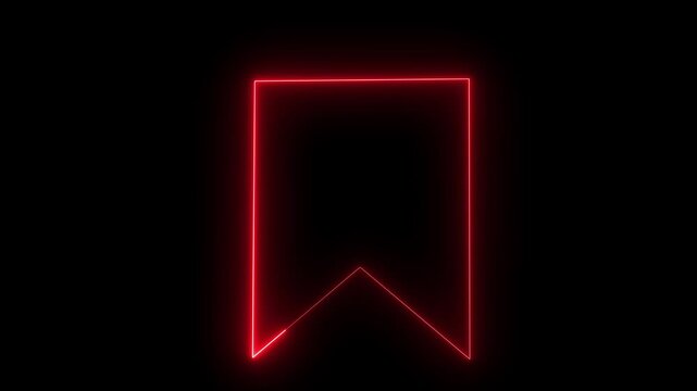 neon bookmark icon animation on black background. 4K video.