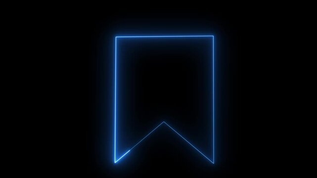 neon bookmark icon animation on black background. 4K video.