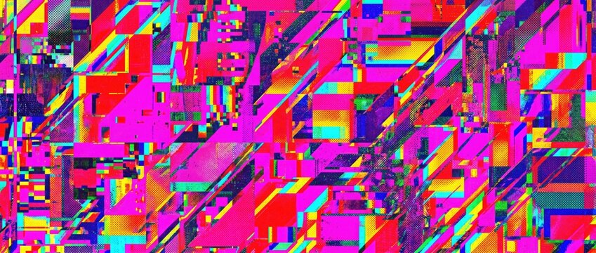 Abstract Glitch Texture Full frame Hot Pink and Neon
