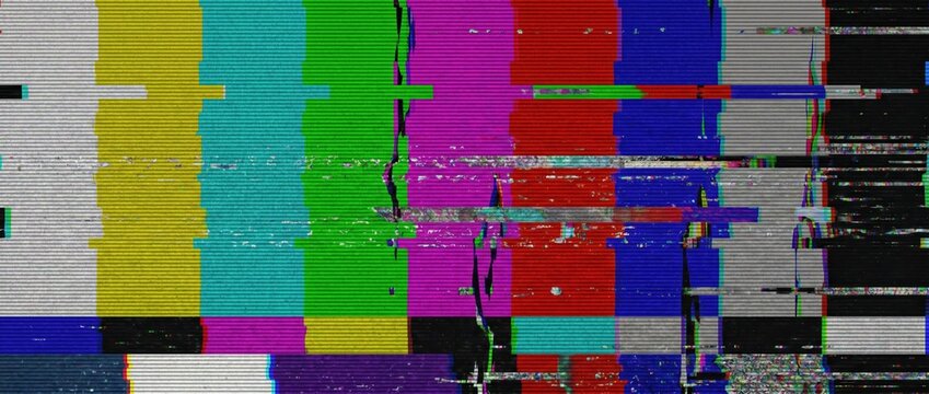 Color Bar Abstract Broadcast Texture with Damaged Vertical Bands Full Frame