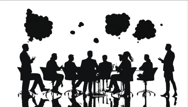 Team members sit around a boardroom table to share creative ideas during a collaborative work session.