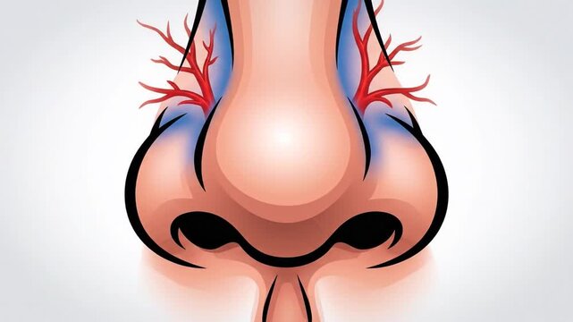 Detailed Human Nose Anatomy Illustration with Veins