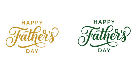 Happy Father's Day greeting card with gold foil text on a white background, festive celebration design © Nasrin