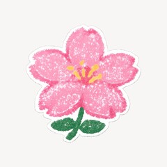 Obraz premium Crayon pink flower illustration.
