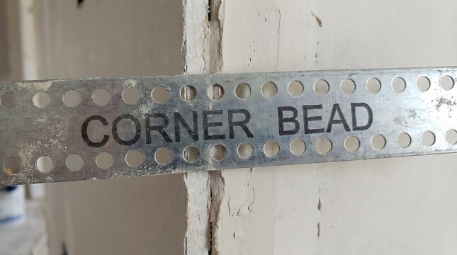 Metal drywall corner bead installed on interior wall.