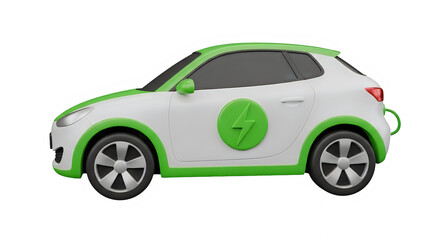 Obraz premium Electric car, eco friendly vehicle, green energy, sustainable transportation isolated PNG with Transparent Background Green PNG
