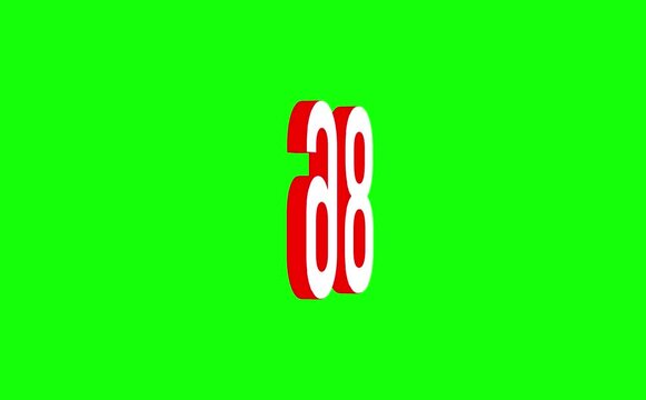 3D Rotating Number 86 Logo on Green Screen Background Loop