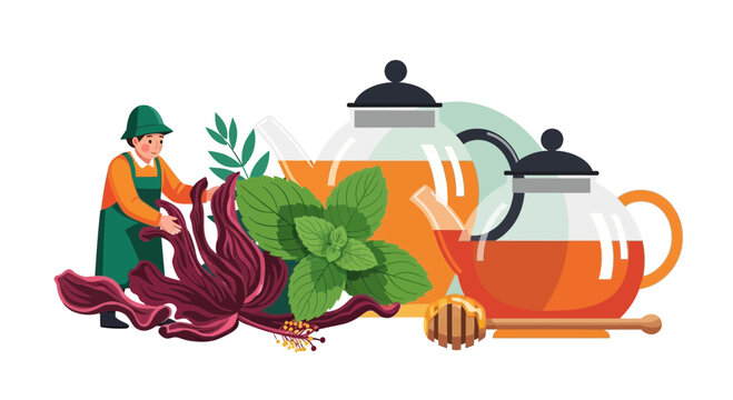 Man harvesting beetroot with tea and honey.