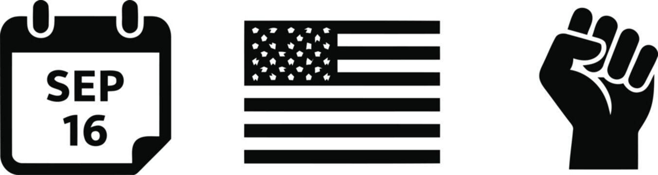 Labor day usa september 16th protest and celebration icons