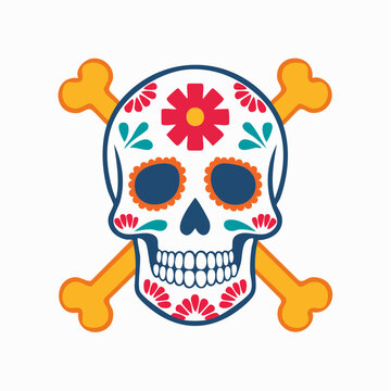 Day of the Dead Sugar Skull with Crossed Bones