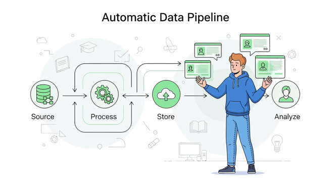 Automatic Data Pipeline: Source, Process, Store, Analyze with Cloud and Person
