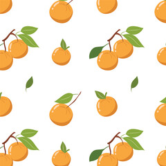 Obraz premium Orange Branch Watercolor Seamless Pattern