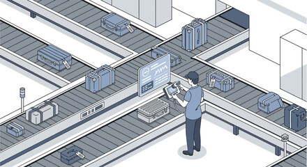 Fototapeta premium Airport Baggage System - Technology and Logistics Illustration