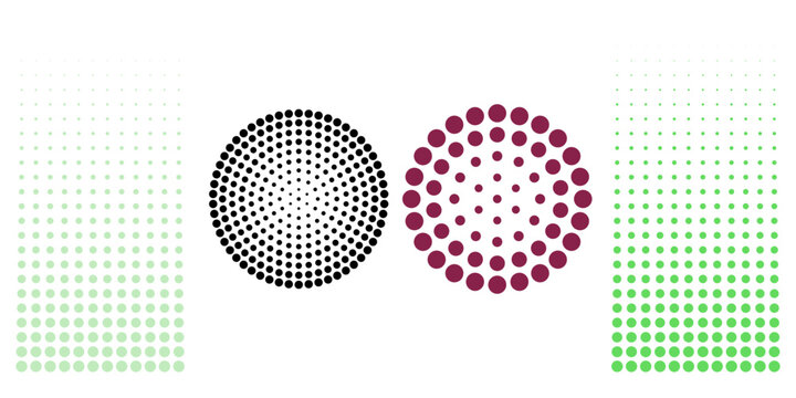Halftone patterns with two circular gradients and two vertical columns