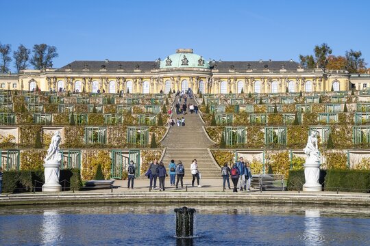 Sanssouci Palace and Park in autumn, UNESCO World Heritage Site, Potsdam, Brandenburg, Germany