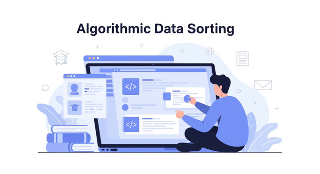 Algorithmic Data Sorting: Computer Science Concept Illustration