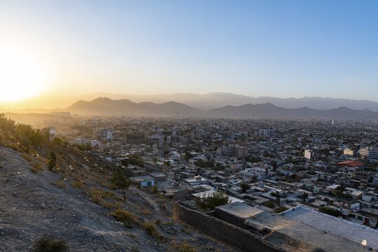Overlook over Kabul at sunset, Afghanistan